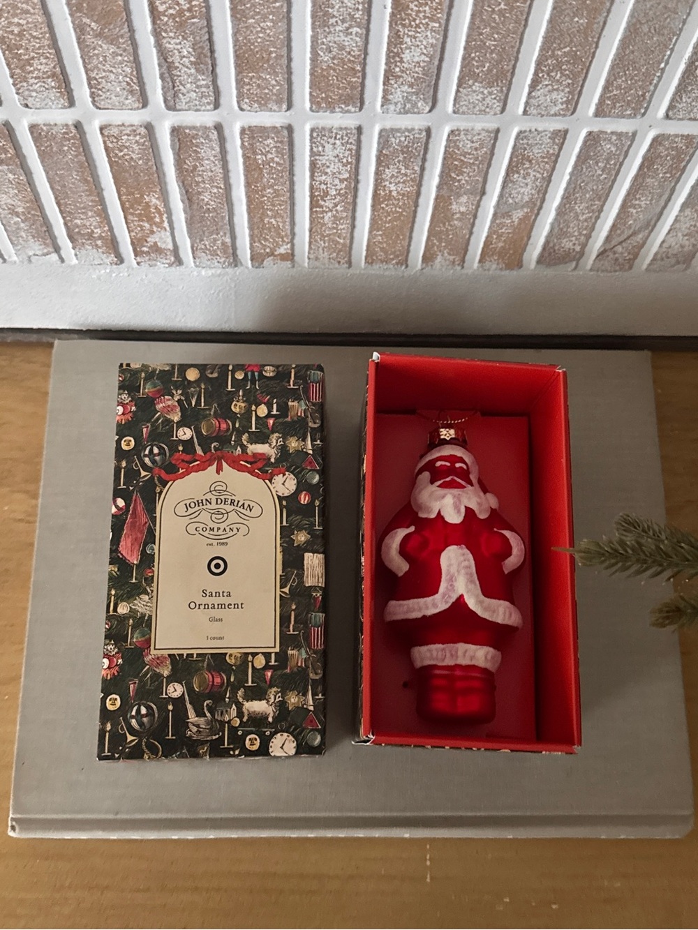NIB John Derian Red Santa Glass Ornament - Hard to find